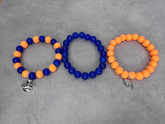 Chicago Bears  inspired handmade Football Charm Bracelets Set