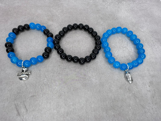 Carolina Panthers Inspired Handmade Football Charms Bracelets Set